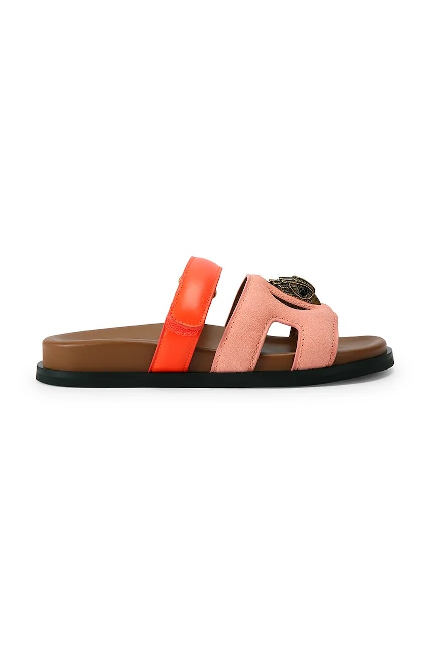Kurt Geiger London šľapky na plochom podpätku dámske semišové Eagle Cut Out Sandal