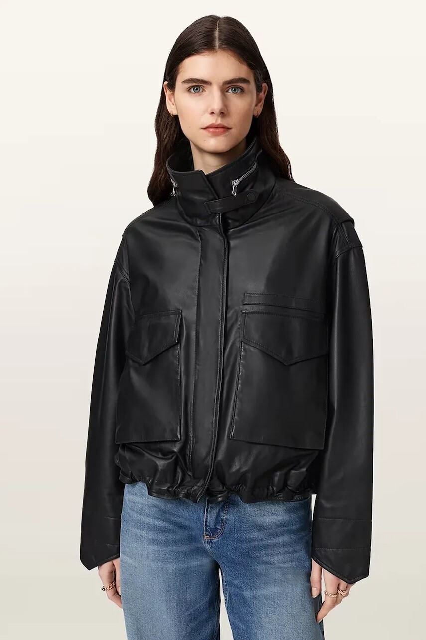 AllSaints bunda bomber dámska kožená