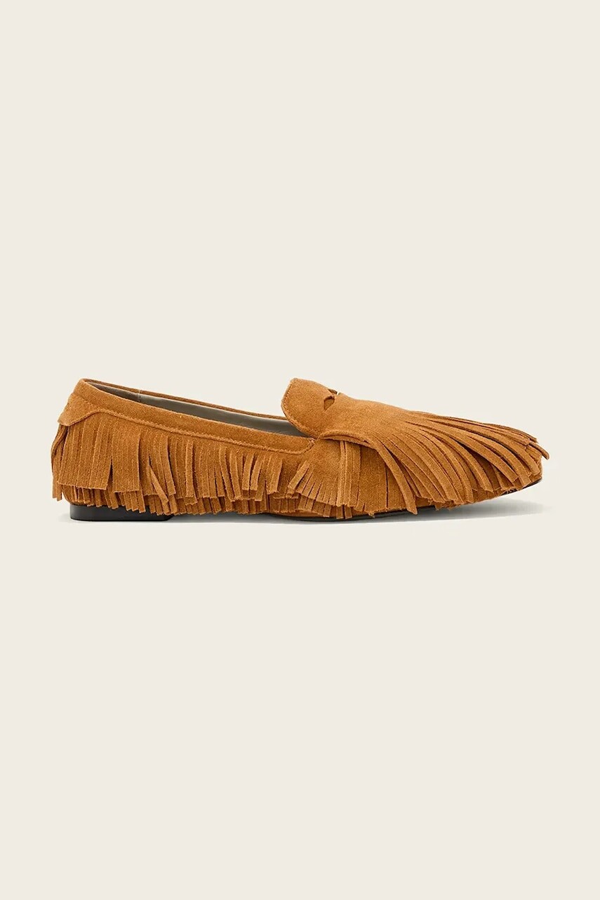 AllSaints mokasíny dámske semišové Sandy Fringe Loafer