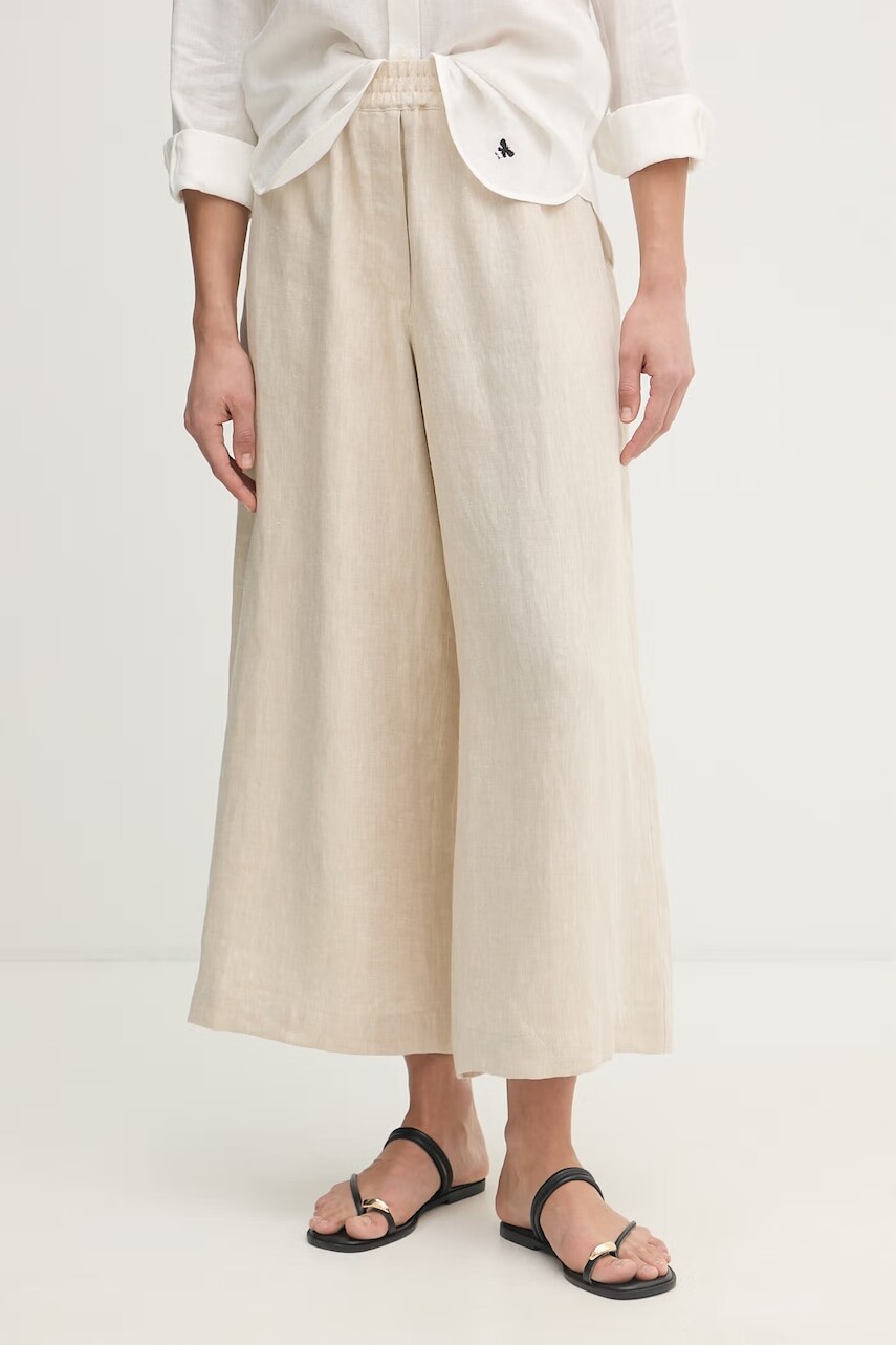 Weekend Max Mara Nohavice wide leg dámske ľanové FELINO