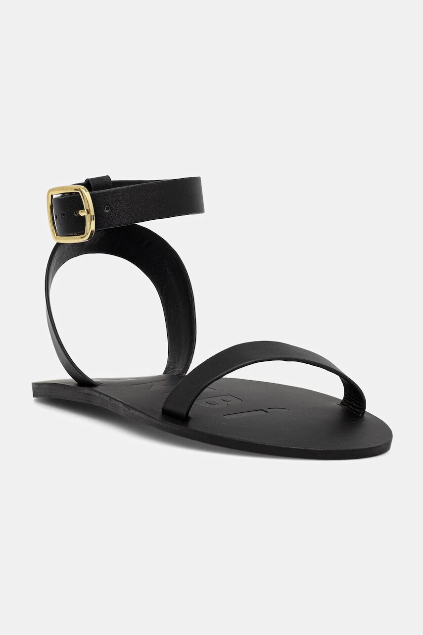 Manebi sandále dámske kožené Black one band with buckle Leat