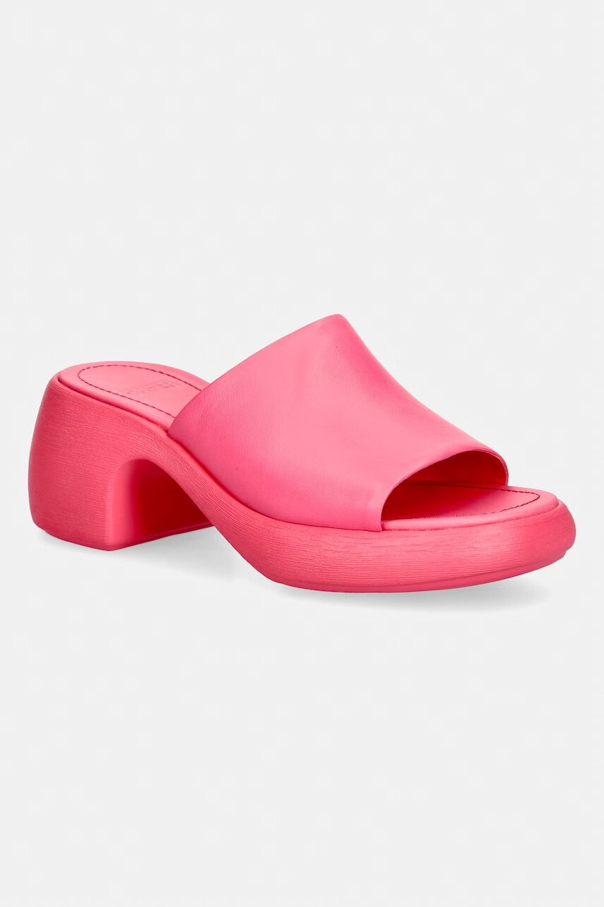 Camper šľapky na podpätku dámske kožené Thelma Sandal