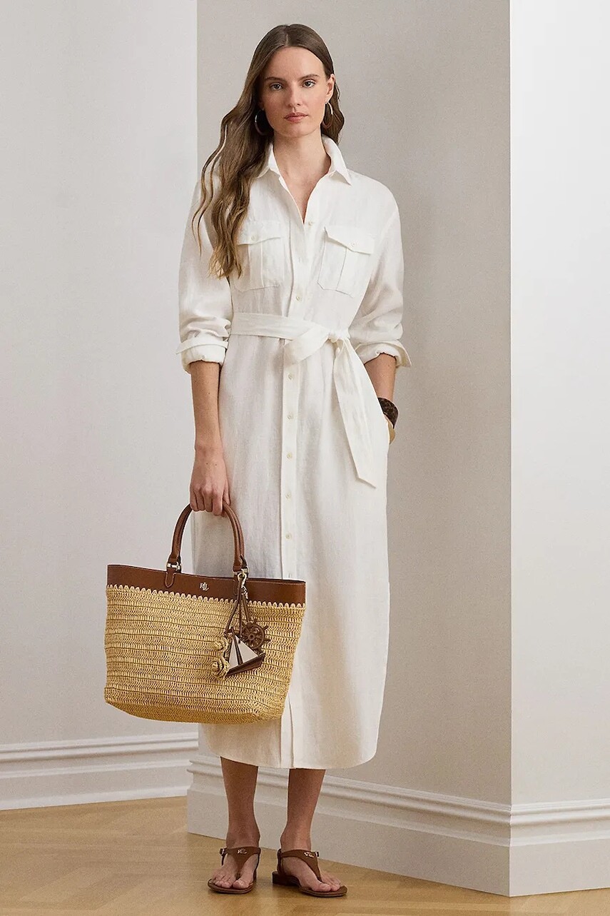 Lauren Ralph Lauren košeľové šaty ľanové