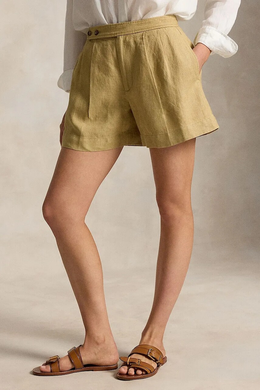 Polo Ralph Lauren šortky dámske ľanové DELAVE LINEN-WVN-SHORTS