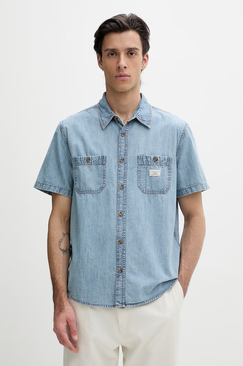 Guess Jeans košeľa pánska rifľová