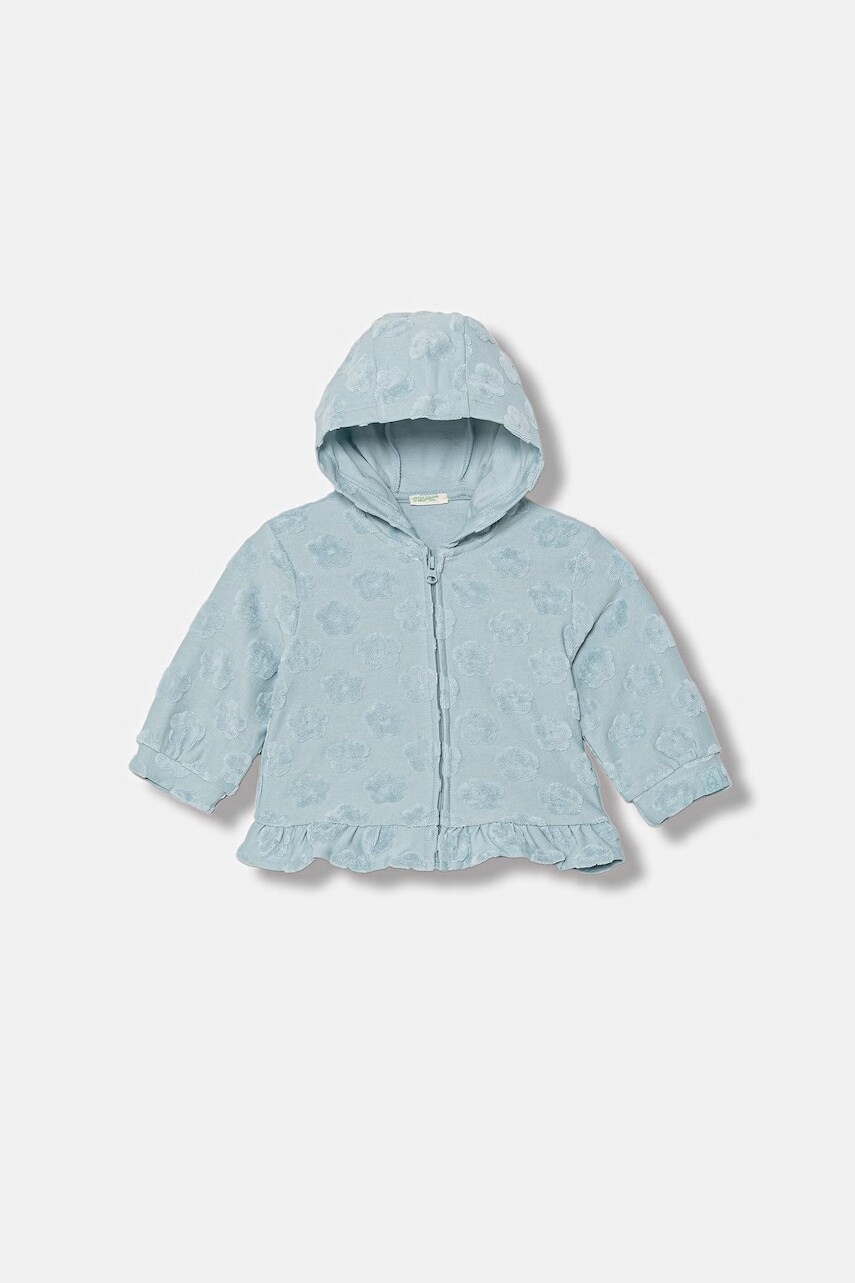 United Colors of Benetton detská mikina na zips s kapucňou z bavlny