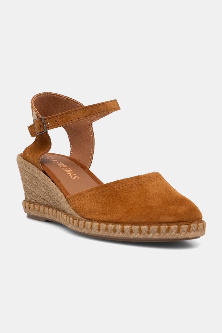 Verbenas espadrilky na platforme dámske semišové MALENA SERRAJE/TAN