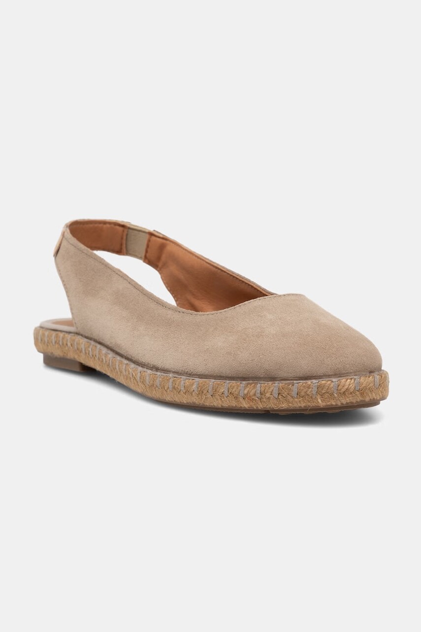 Verbenas espadrilky s otvorenou pätou dámske semišové KIARA SERRAJE/TAN