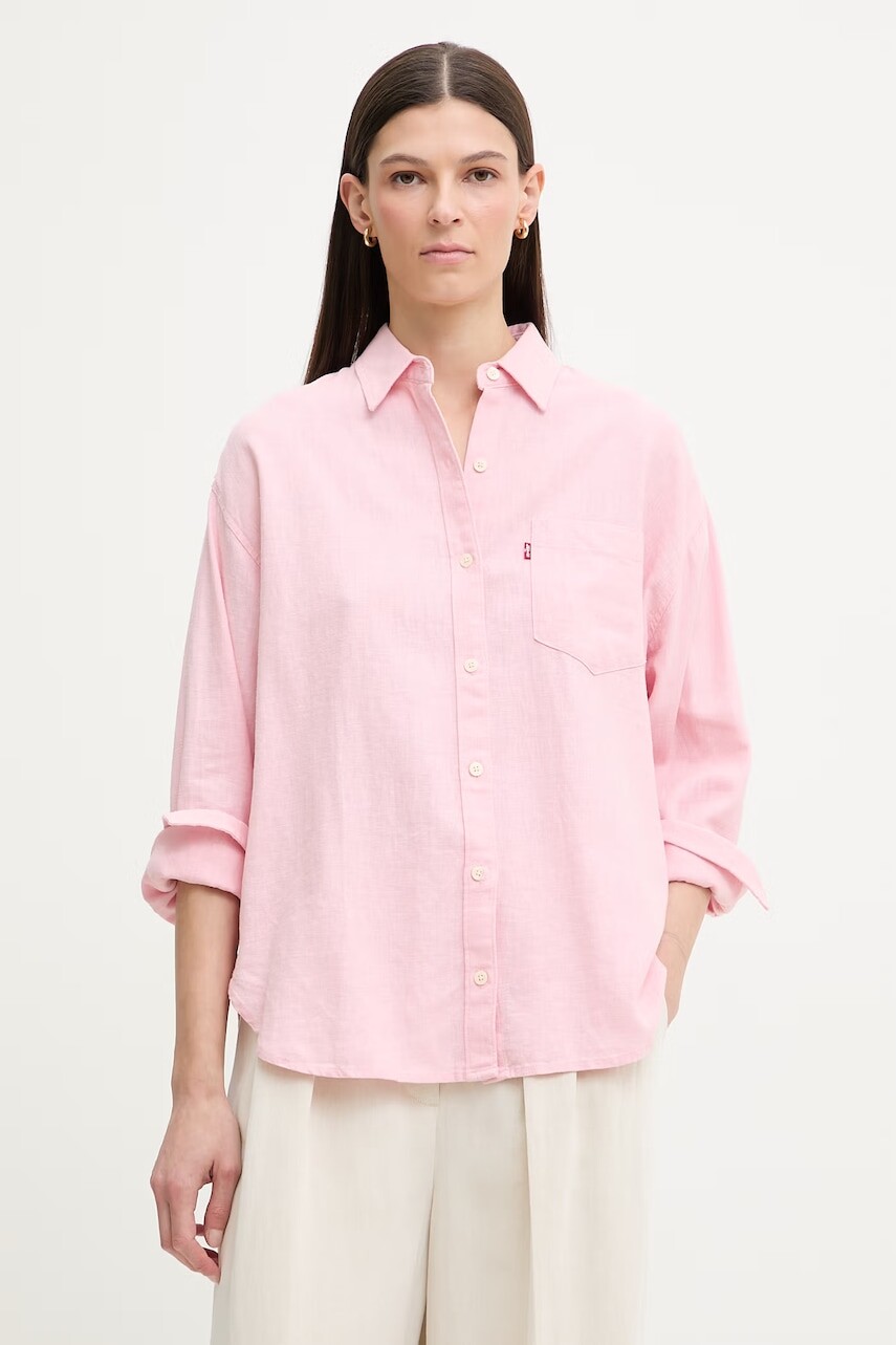 Levi's košeľa dámska s ľanom HARLIE BOYFRIEND