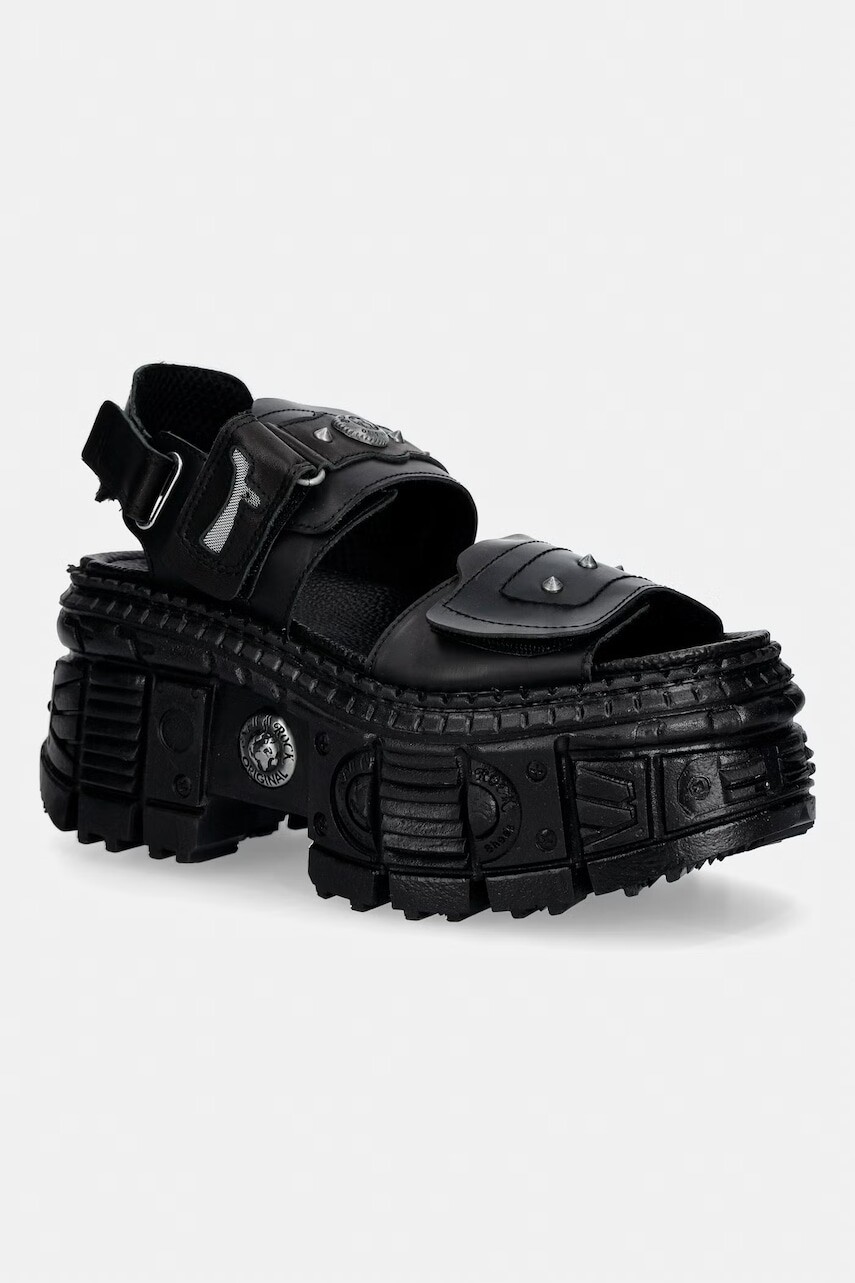 New Rock sandále dámske kožené ANTIK NEGRO, ITALI NEGRO, TANK CASCO LATE