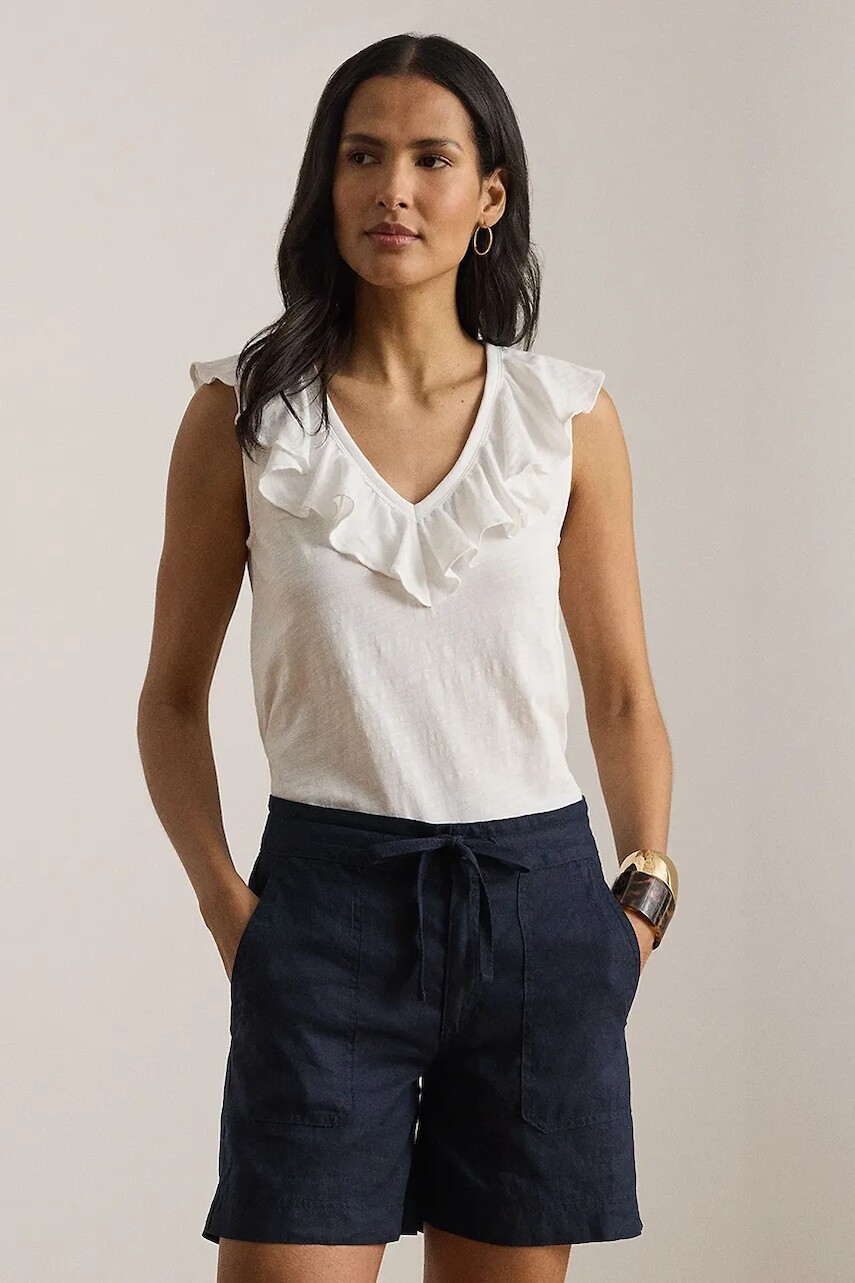 Lauren Ralph Lauren blúzka s volánom dámska bavlnená