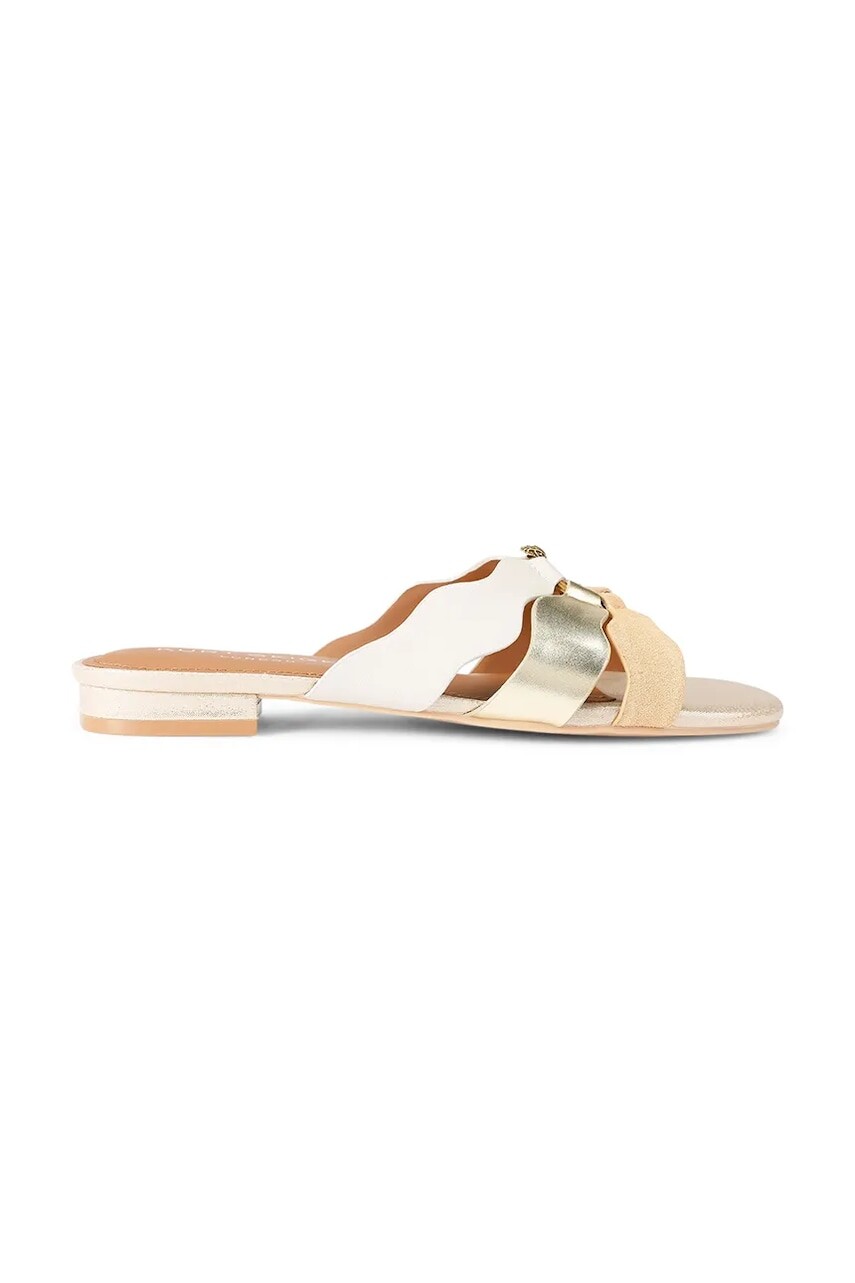 Kurt Geiger London šľapky dámske kožené Sun Wave Flat Sandal