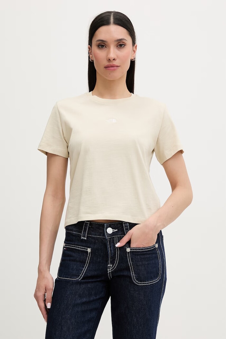 The North Face crop top dámsky bavlnený ESSENTIAL