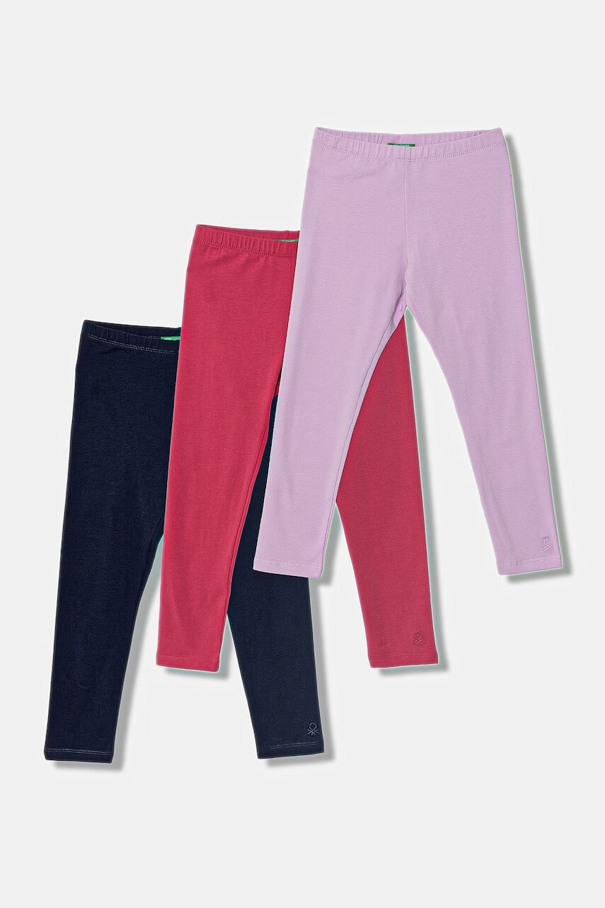 United Colors of Benetton legíny detské bavlnené s elastanom 3-pak