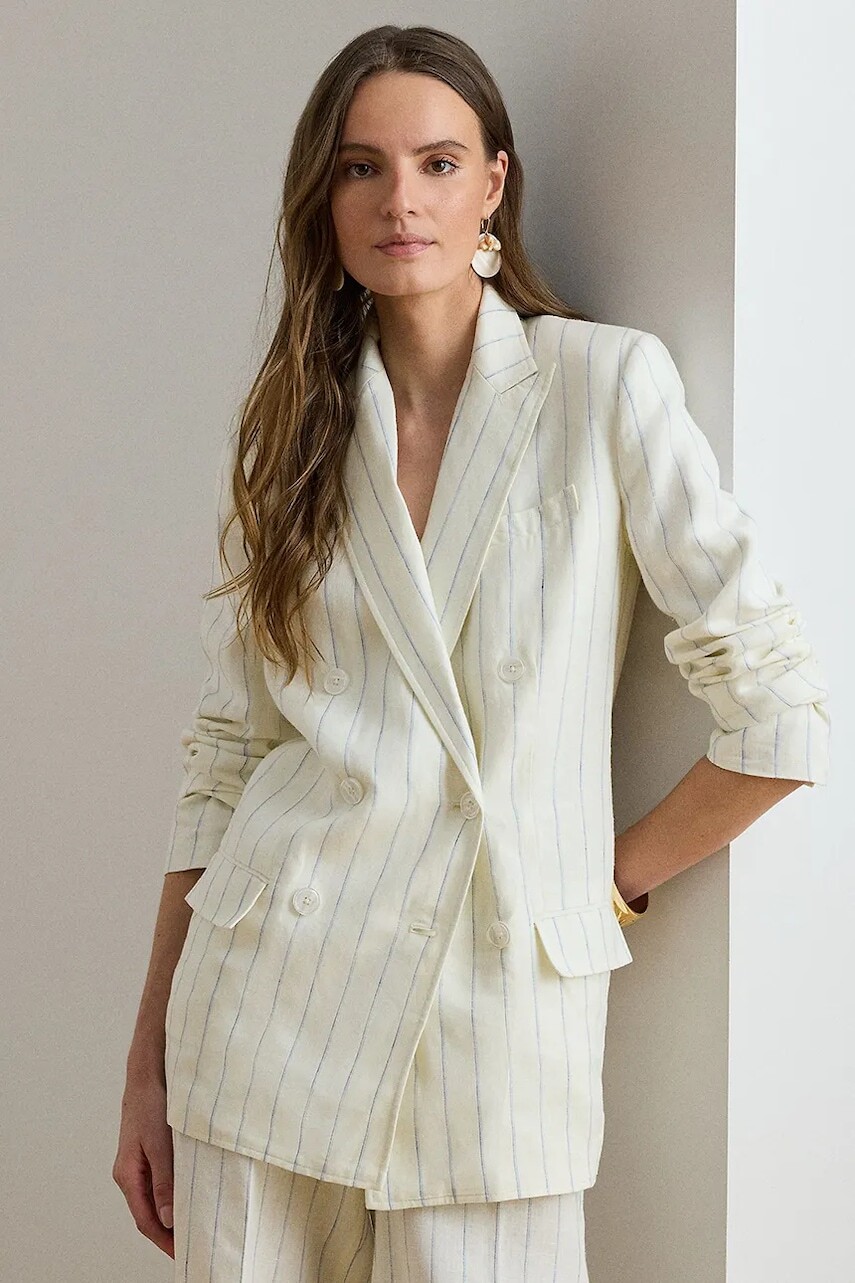 Lauren Ralph Lauren dvojradové sako dámske ľanové
