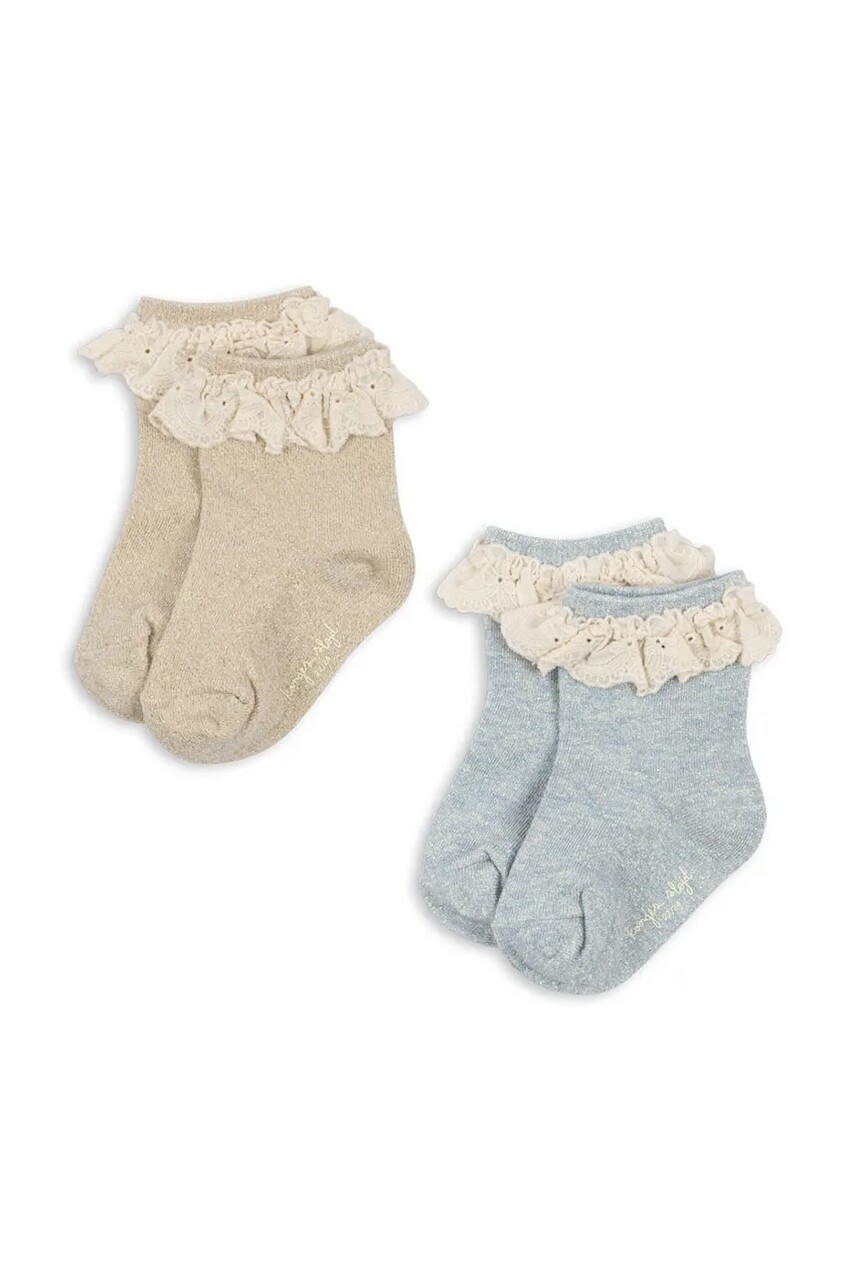 Konges Sløjd ponožky detské 2 PACK GLITTER FRILL SOCKS 2-pak