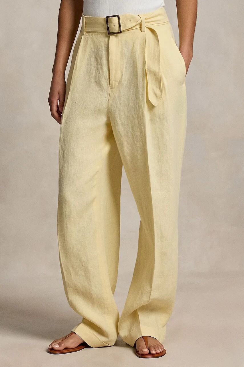 Polo Ralph Lauren nohavice wide leg dámske ľanové