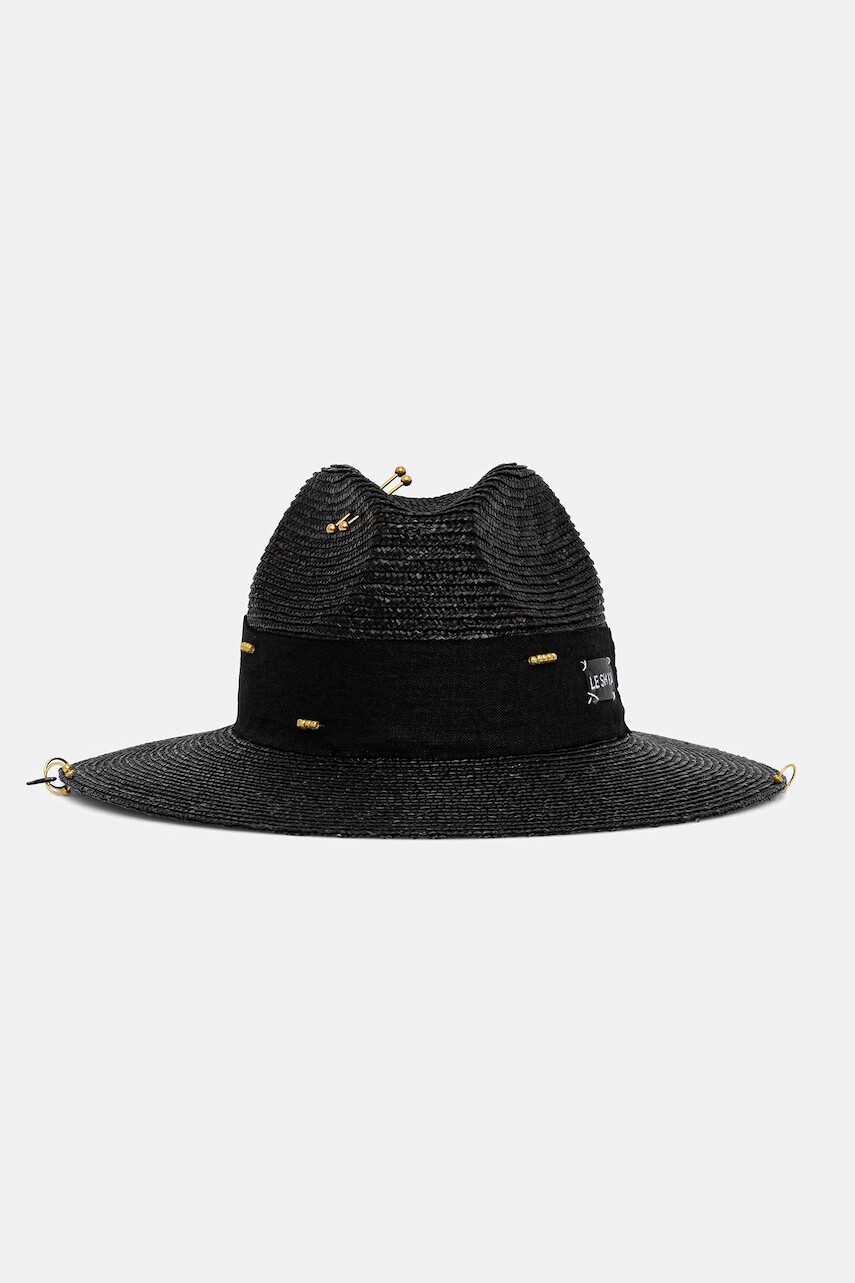 LE SH KA headwear slamený klobúk pletený Black Fedora