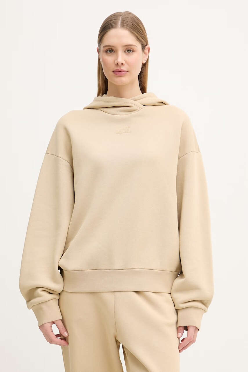 EA7 Emporio Armani mikina s kapucňou dámska bavlnená