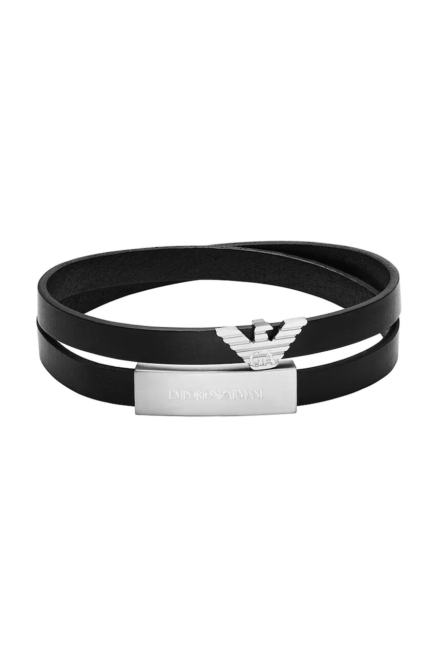 Emporio Armani náramok pánsky kožený Eagle Logo