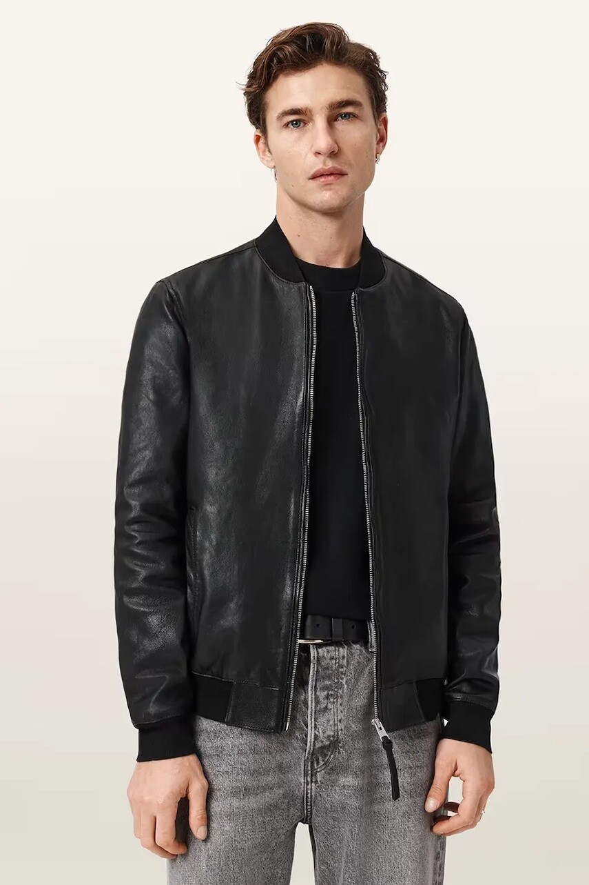 AllSaints bunda bomber pánska kožená MORTEN