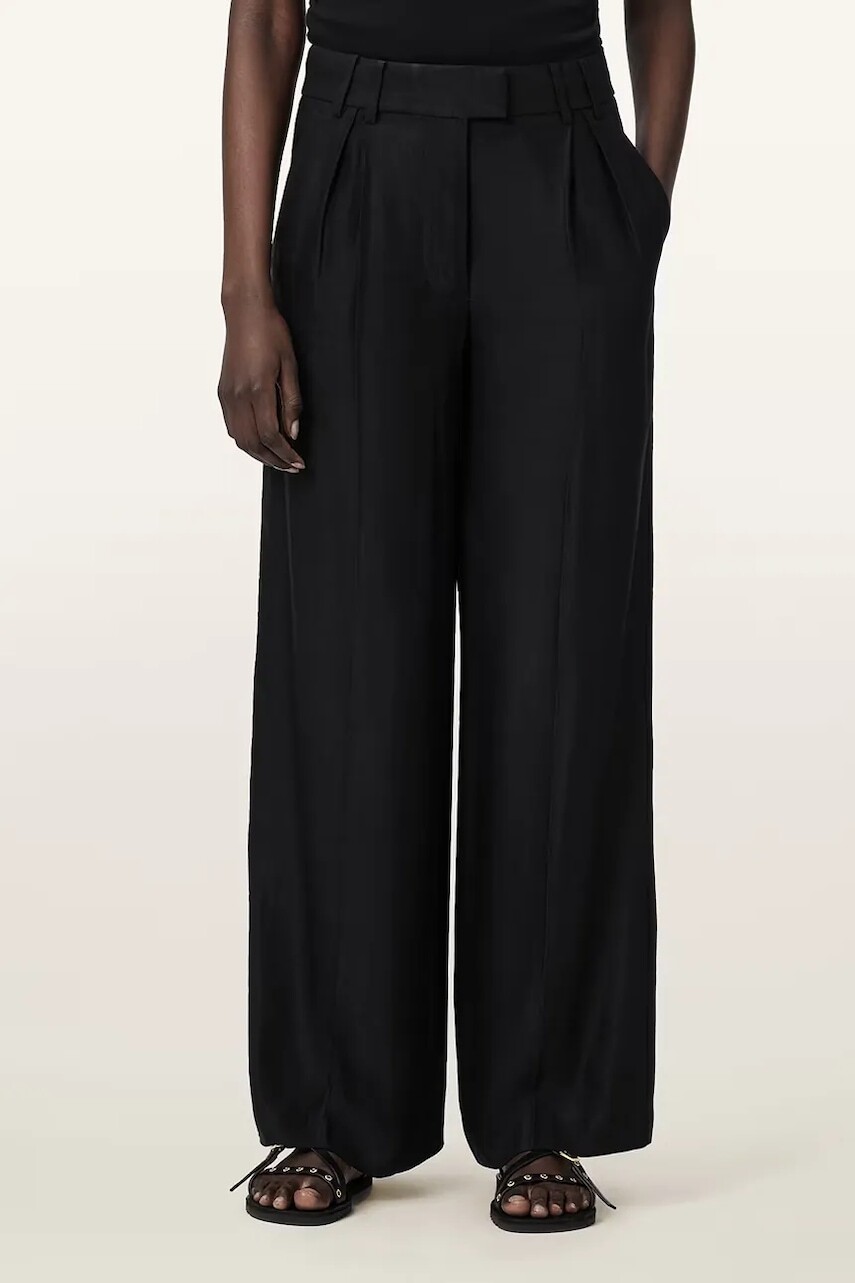 AllSaints nohavice wide leg dámske s ľanom CHARLEY