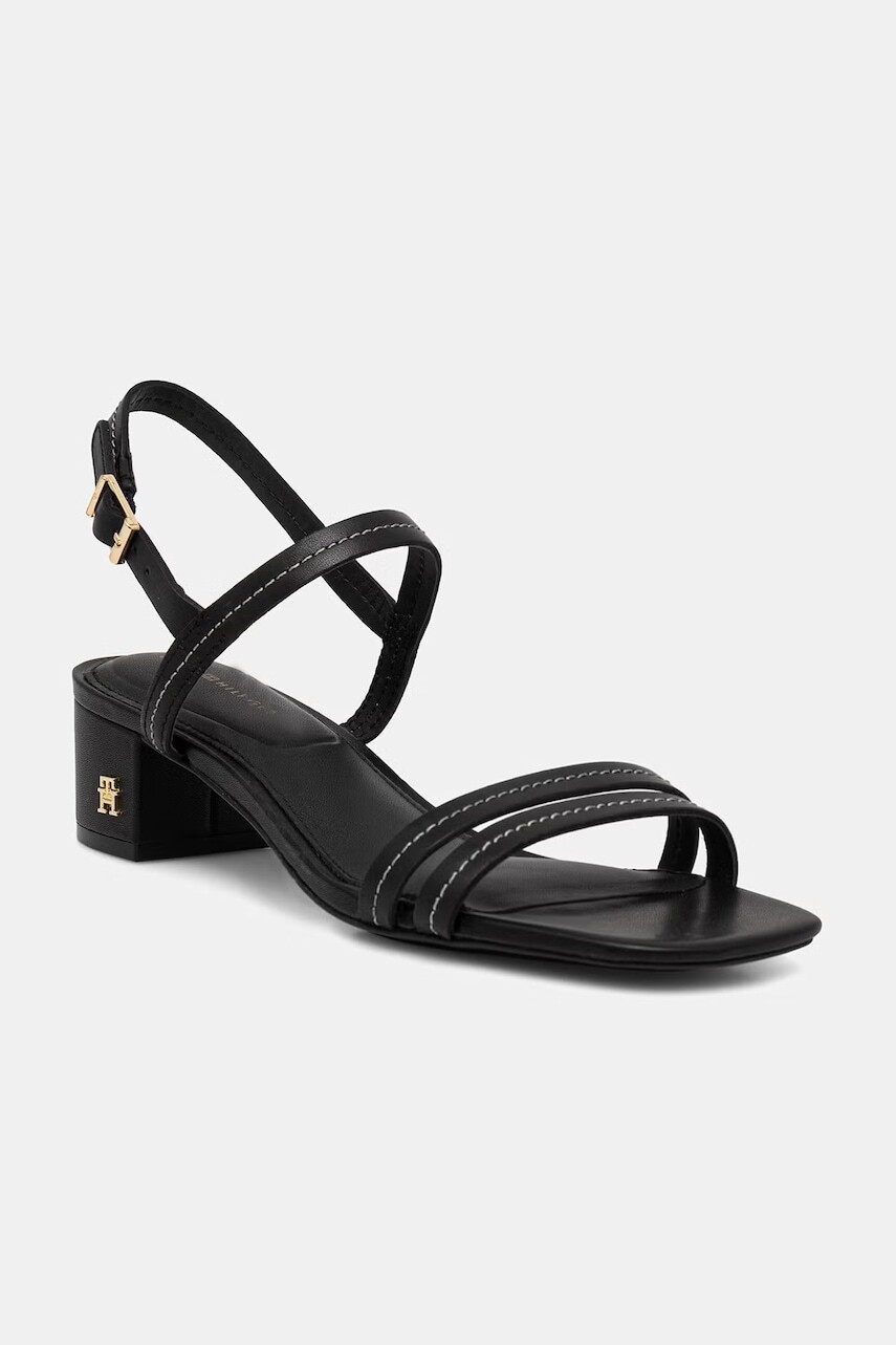 Tommy Hilfiger sandále na podpätku kožené LOW HEEL SANDAL STITCHING