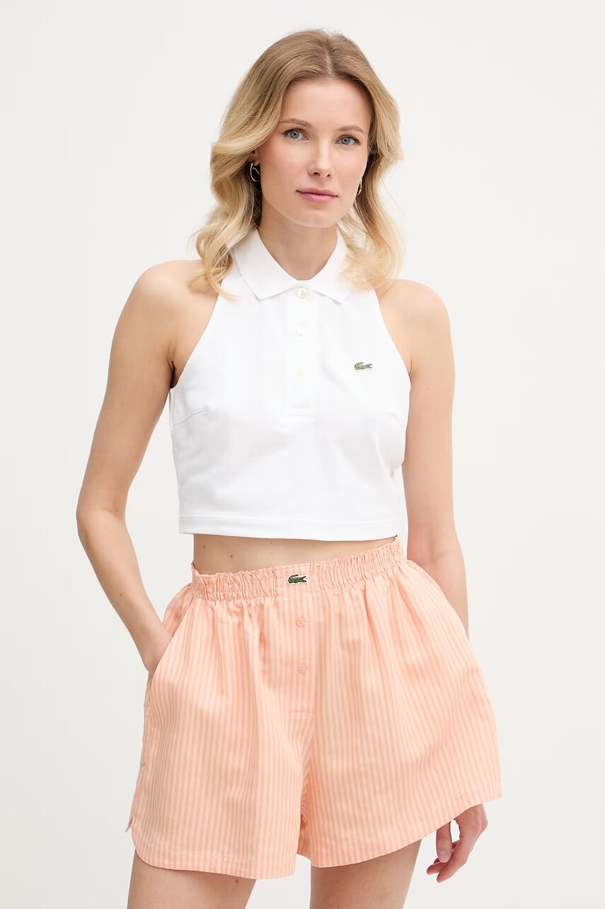 Lacoste crop top dámsky bavlnený s elastanom