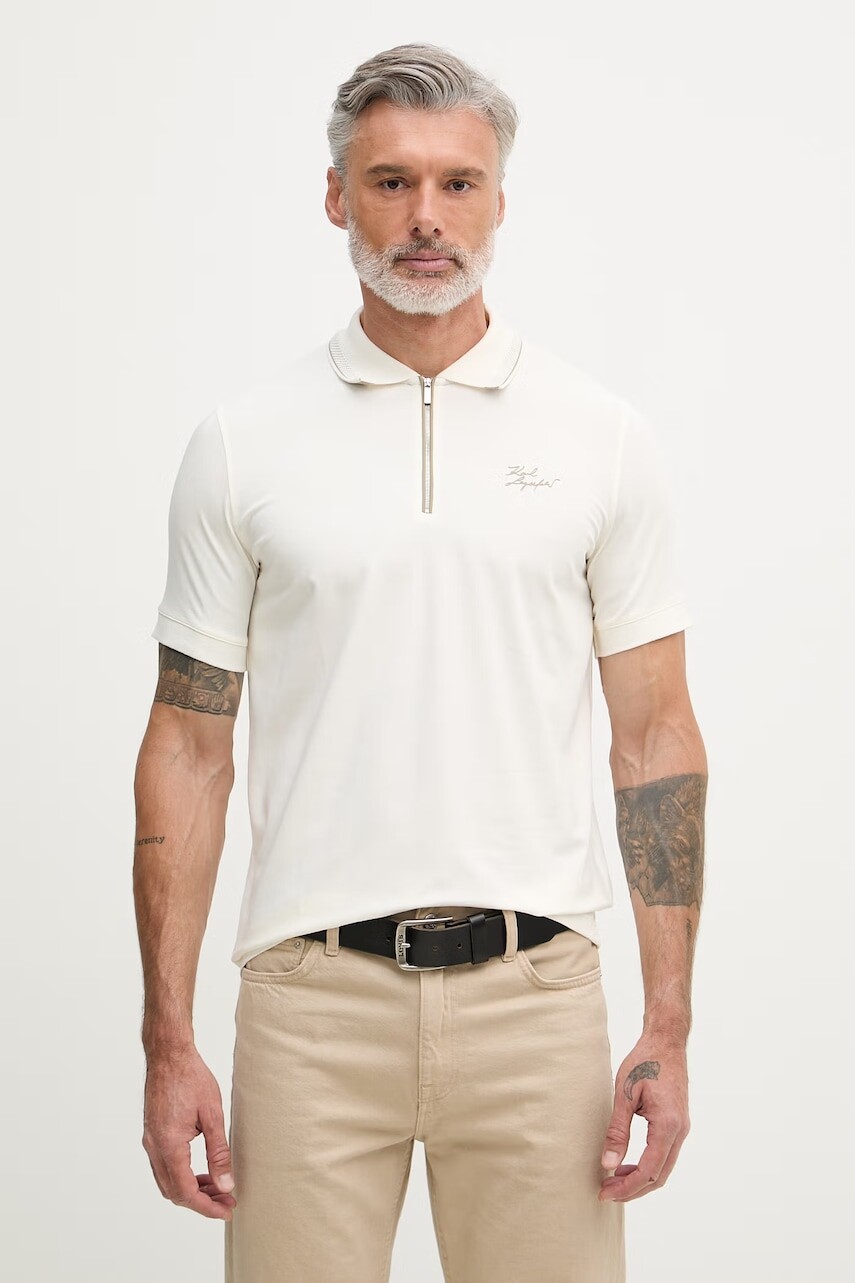 Karl Lagerfeld polo tričko pánske bavlnené s elastanom