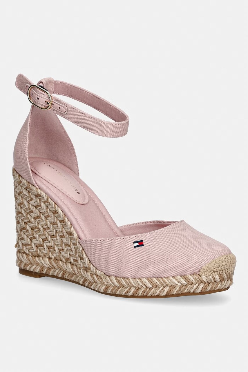 Tommy Hilfiger espadrilky na platforme po celej dĺžke dámske FLAG HIGH WEDGE ESPAD CLOSED TOE