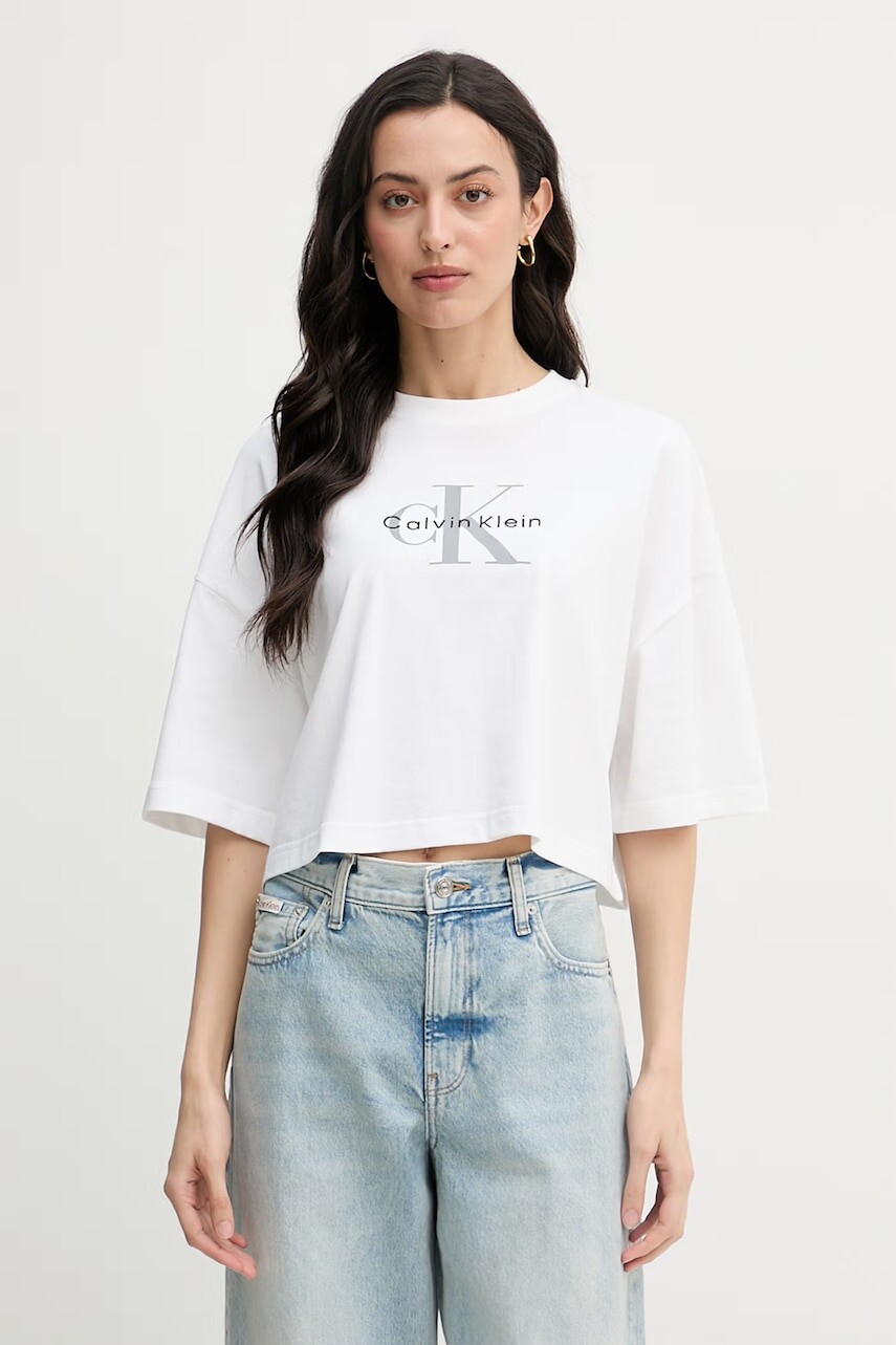Calvin Klein Jeans crop top dámsky bavlnený