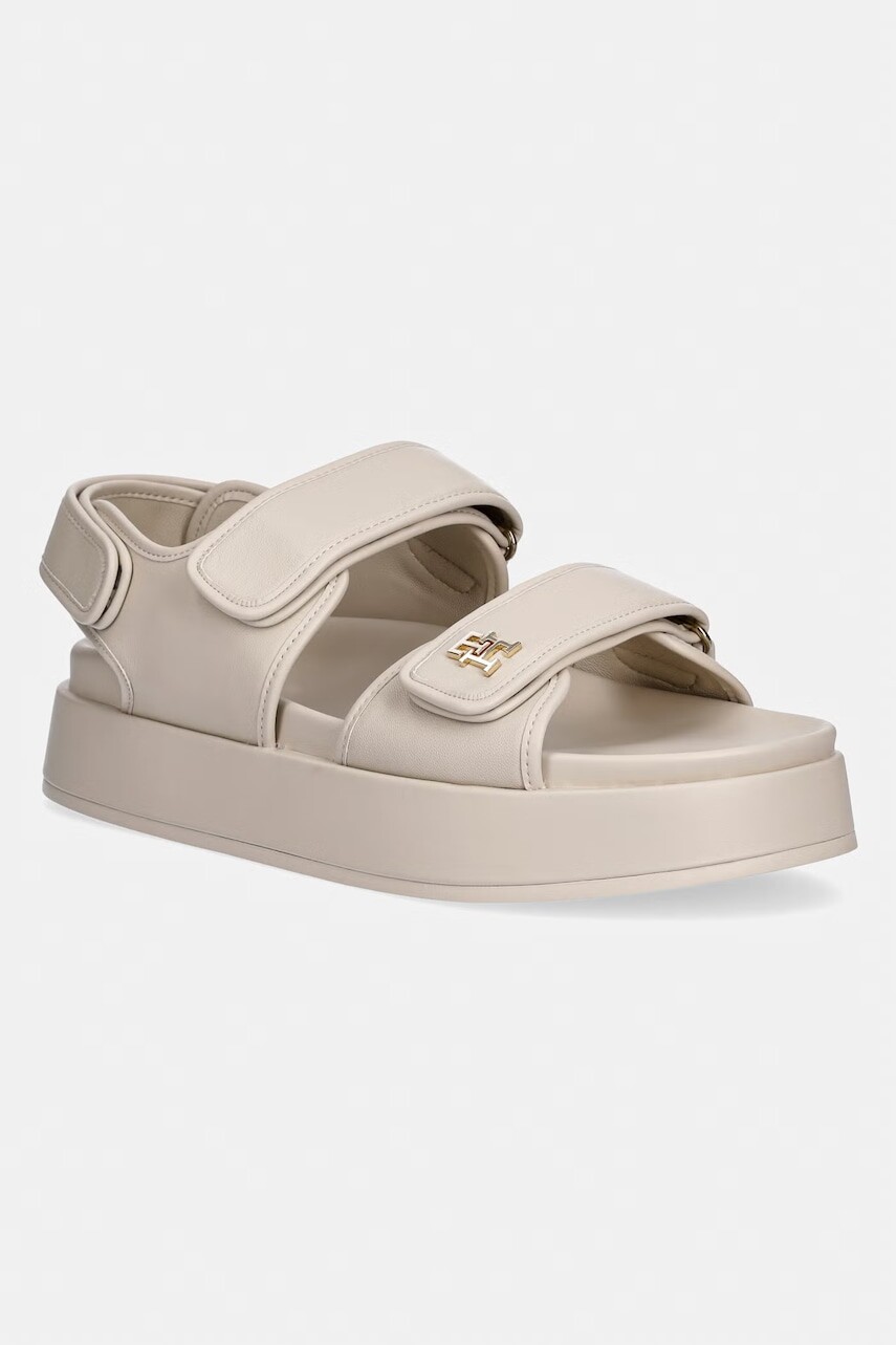 Tommy Hilfiger sandále na platforme dámske kožené LEATHER SPORTY PLATFORM SANDAL