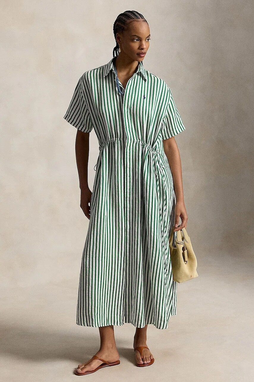 Polo Ralph Lauren košeľové šaty s ľanom