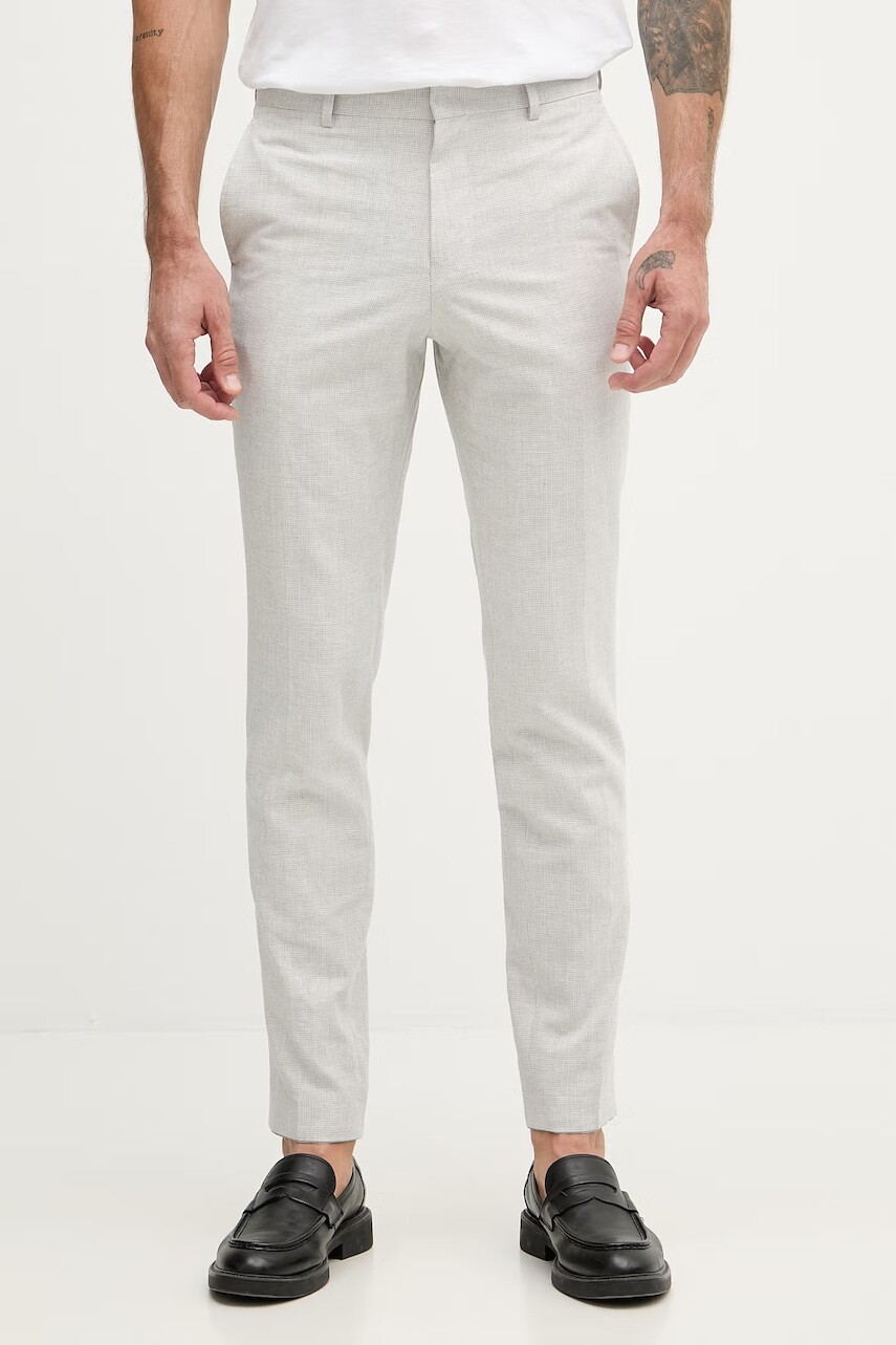 BOSS nohavice slim fit pánske s prímesou ľanu Genius