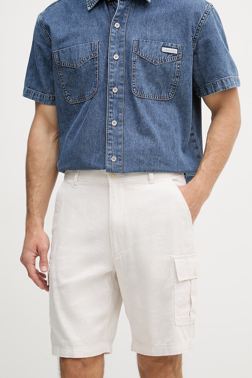 Calvin Klein Jeans šortky cargo pánske z ľanom