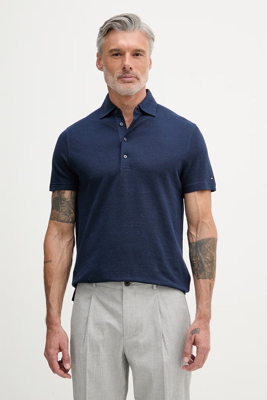 Tommy Hilfiger úpletové polo tričko pánske s ľanom NEW YORK
