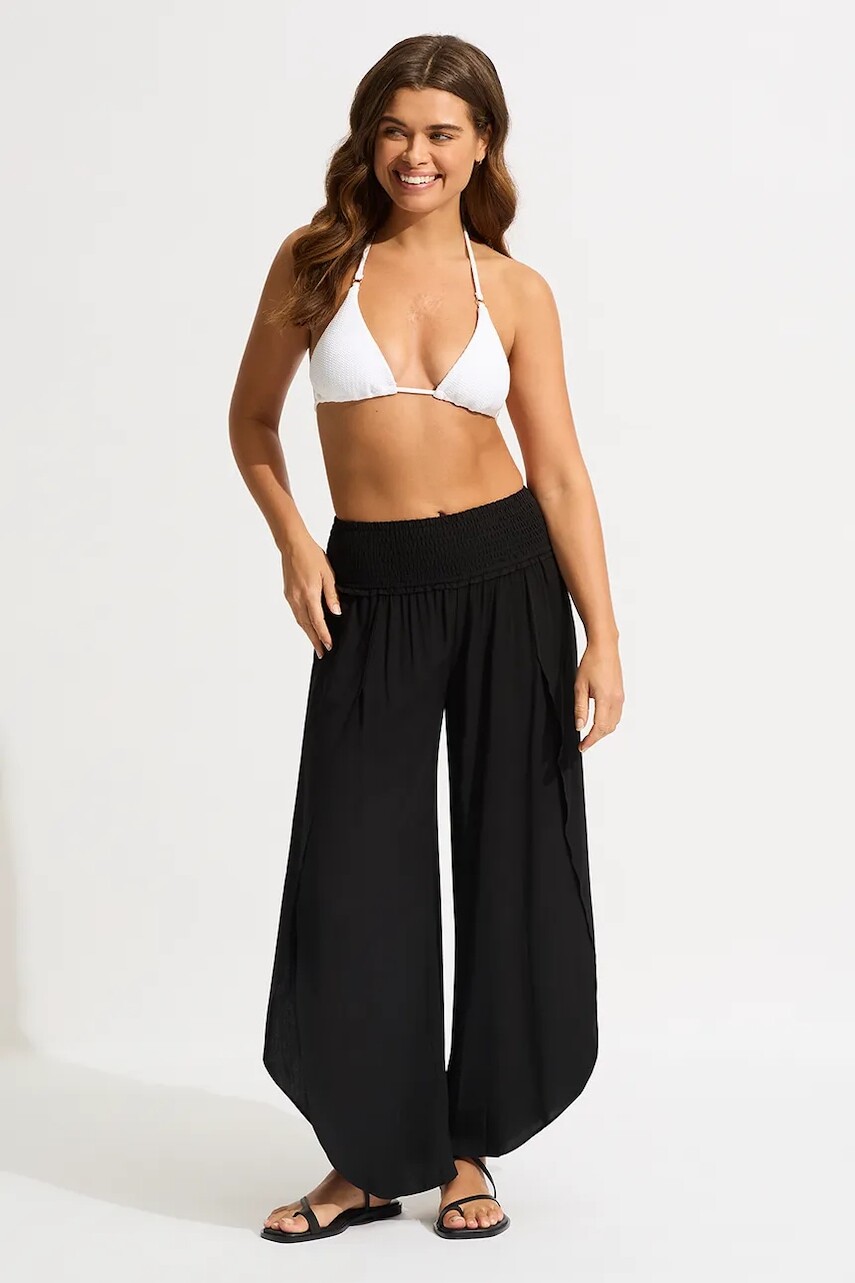 Seafolly nohavice baggy dámske z viskózy Shirred Waist Wrap