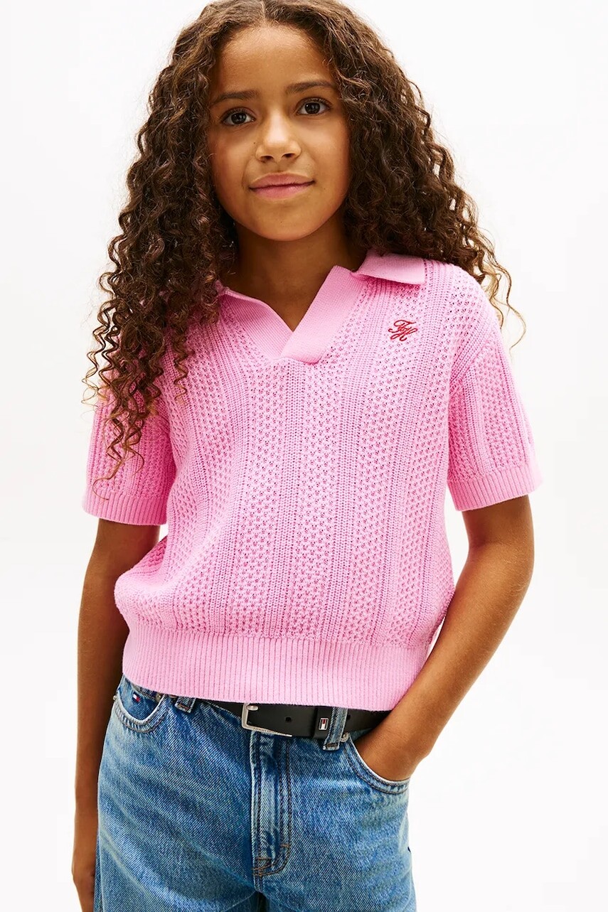 Tommy Hilfiger sveter s krátkym rukávom detský bavlnený