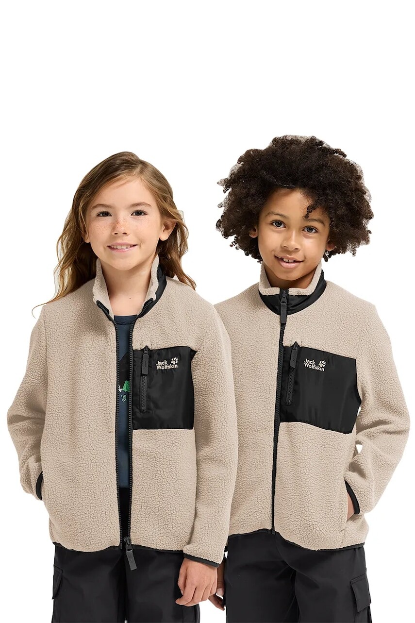 Jack Wolfskin mikina na zips detská flísová LITE CURL FZ K