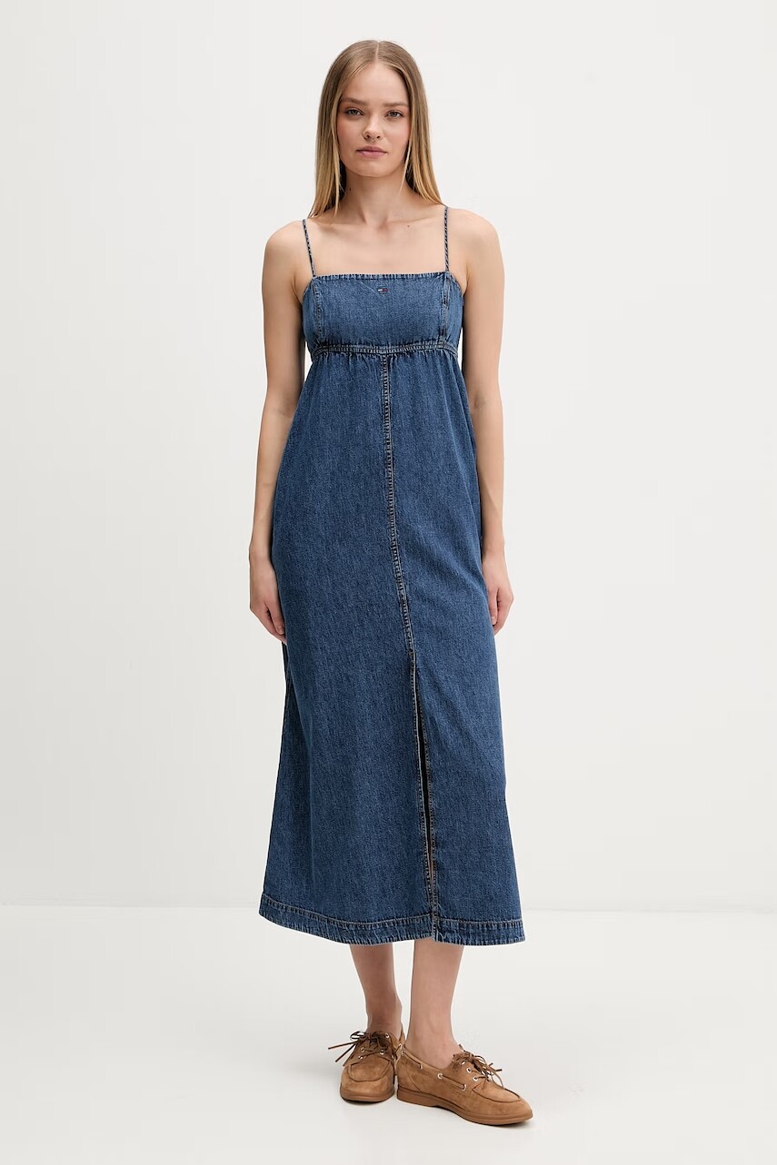 Tommy Jeans šaty s rozšíreným strihom rifľové