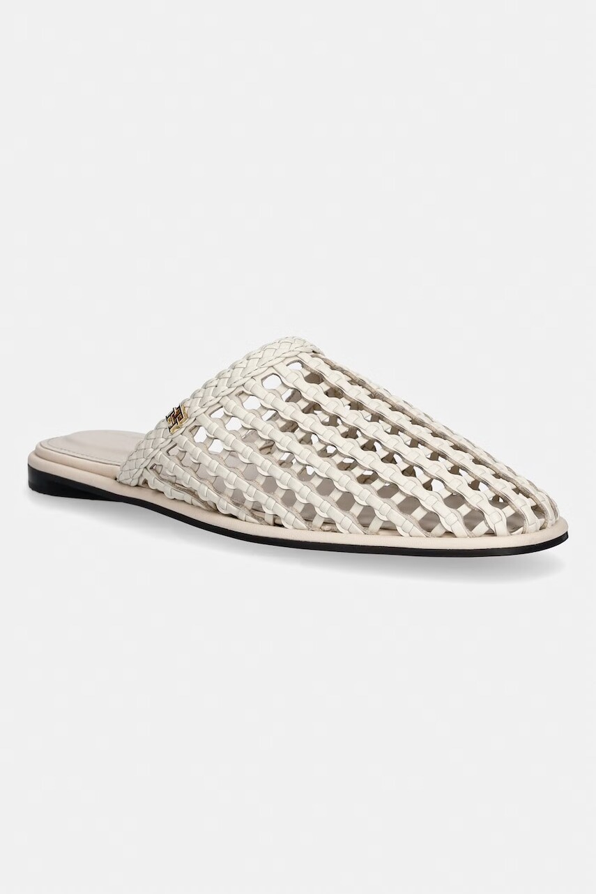Tommy Hilfiger šľapky dámske HILFIGER LEATHER MIX FLAT MULE