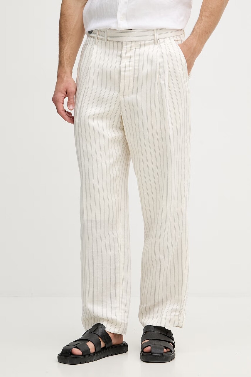 Tommy Hilfiger nohavice straight pánske s ľanom NEW YORK