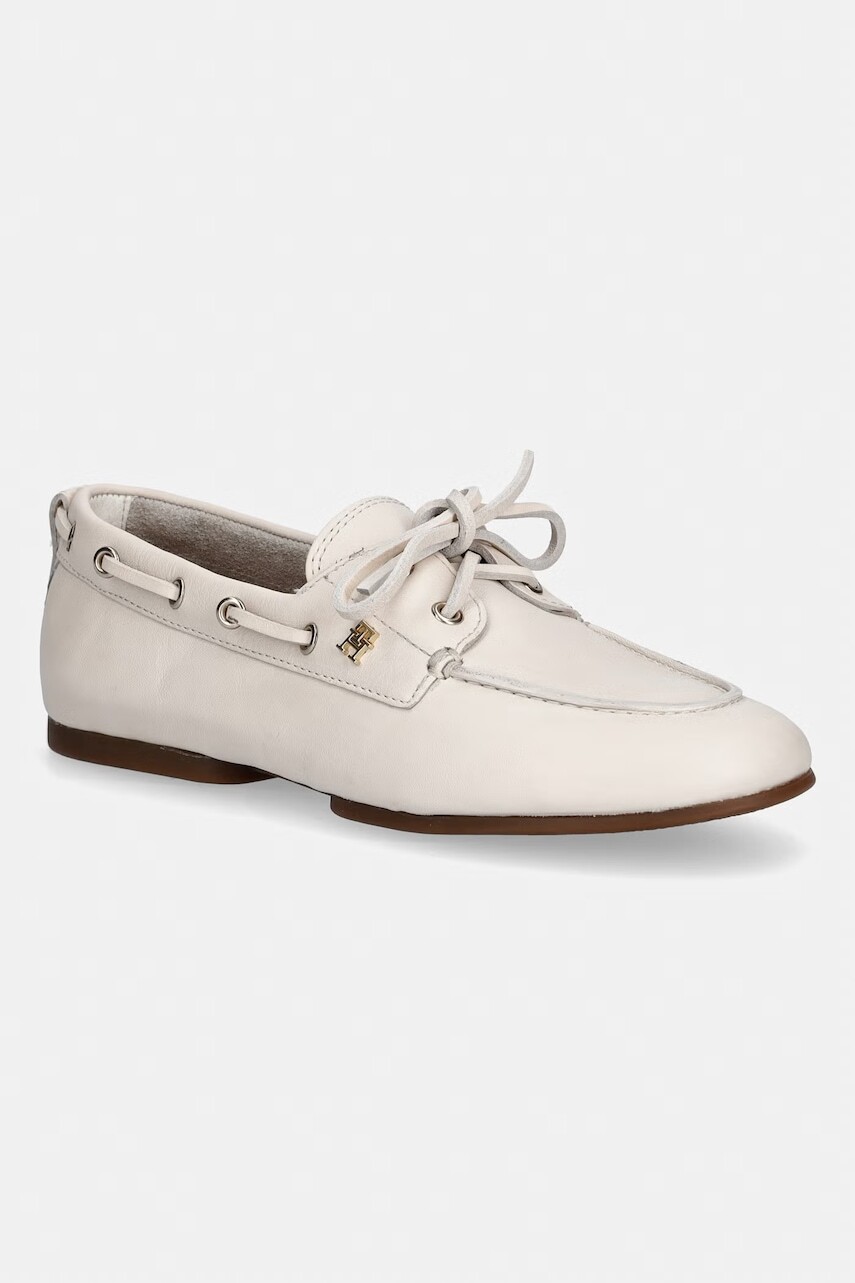 Tommy Hilfiger mokasíny dámske kožené TH SLEEK LEATHER BOAT SHOE