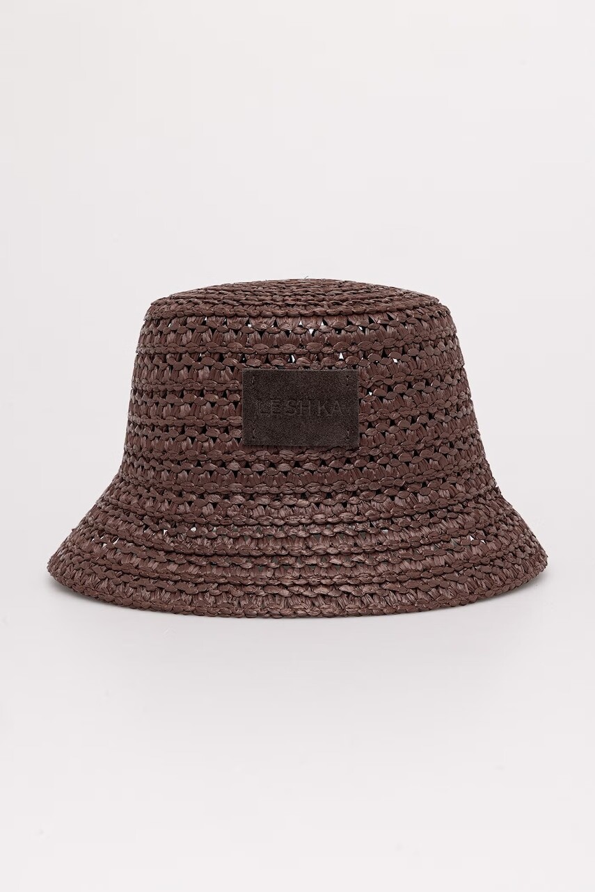 LE SH KA slamený klobúk dámsky z viskózy Brown Bucket Hat