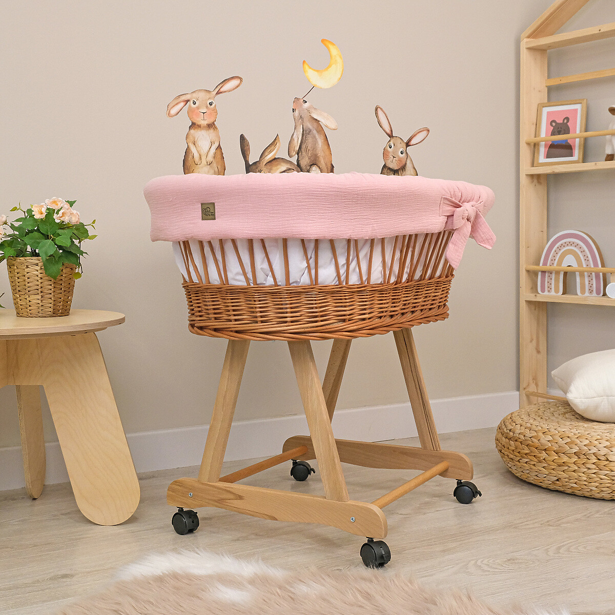 Ourbaby® wicker bed old pink 34295-0 ružová biela