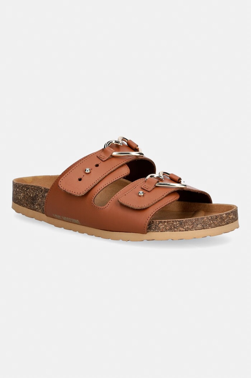 Love Moschino šľapky na plochom podpätku dámske kožené
