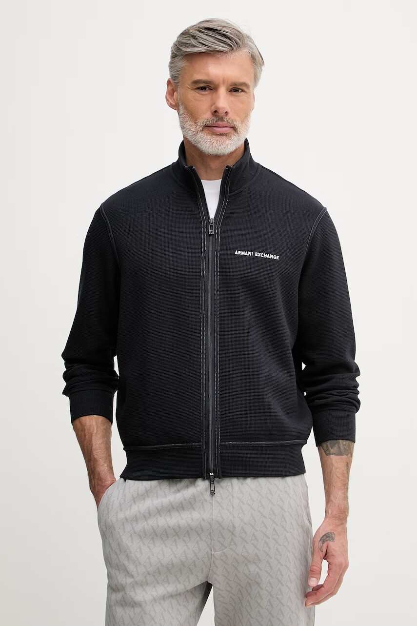 Armani Exchange mikina na zips pánska s bavlnou