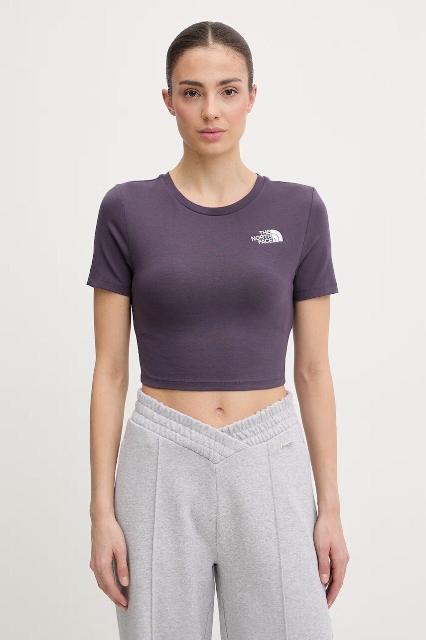 The North Face crop top dámsky bavlnený s elastanom