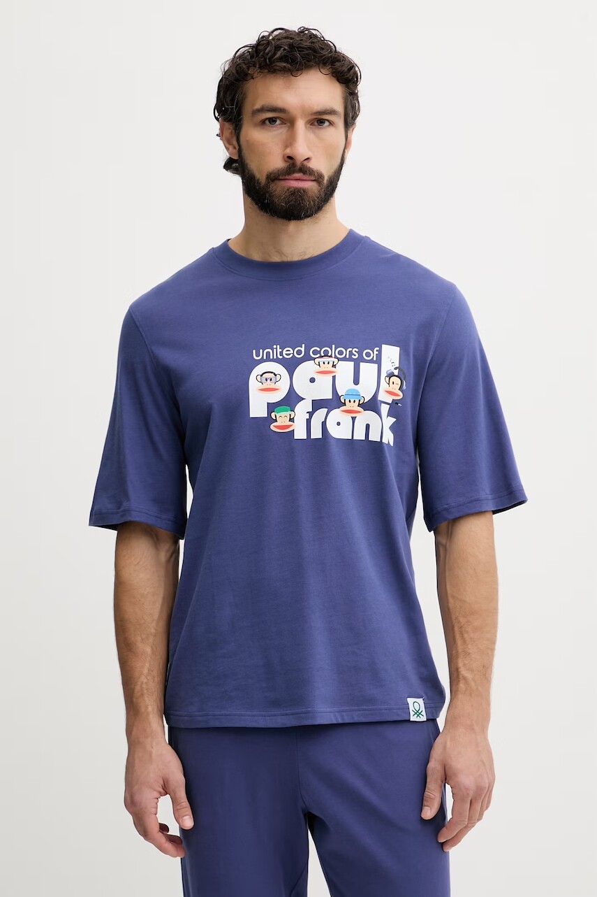 United Colors of Benetton Pyžamová košeľa pánska bavlnená