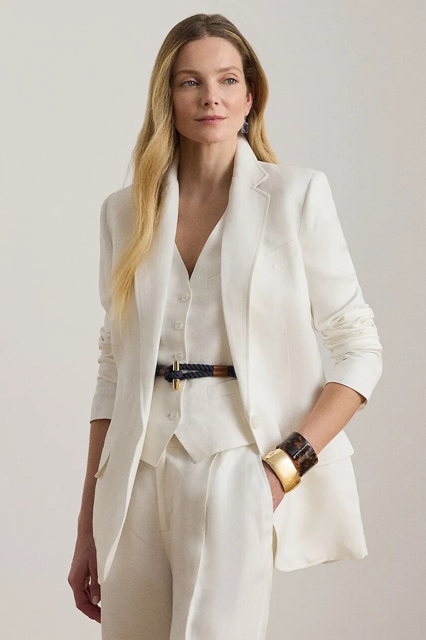 Lauren Ralph Lauren jednoradové sako dámske s ľanom